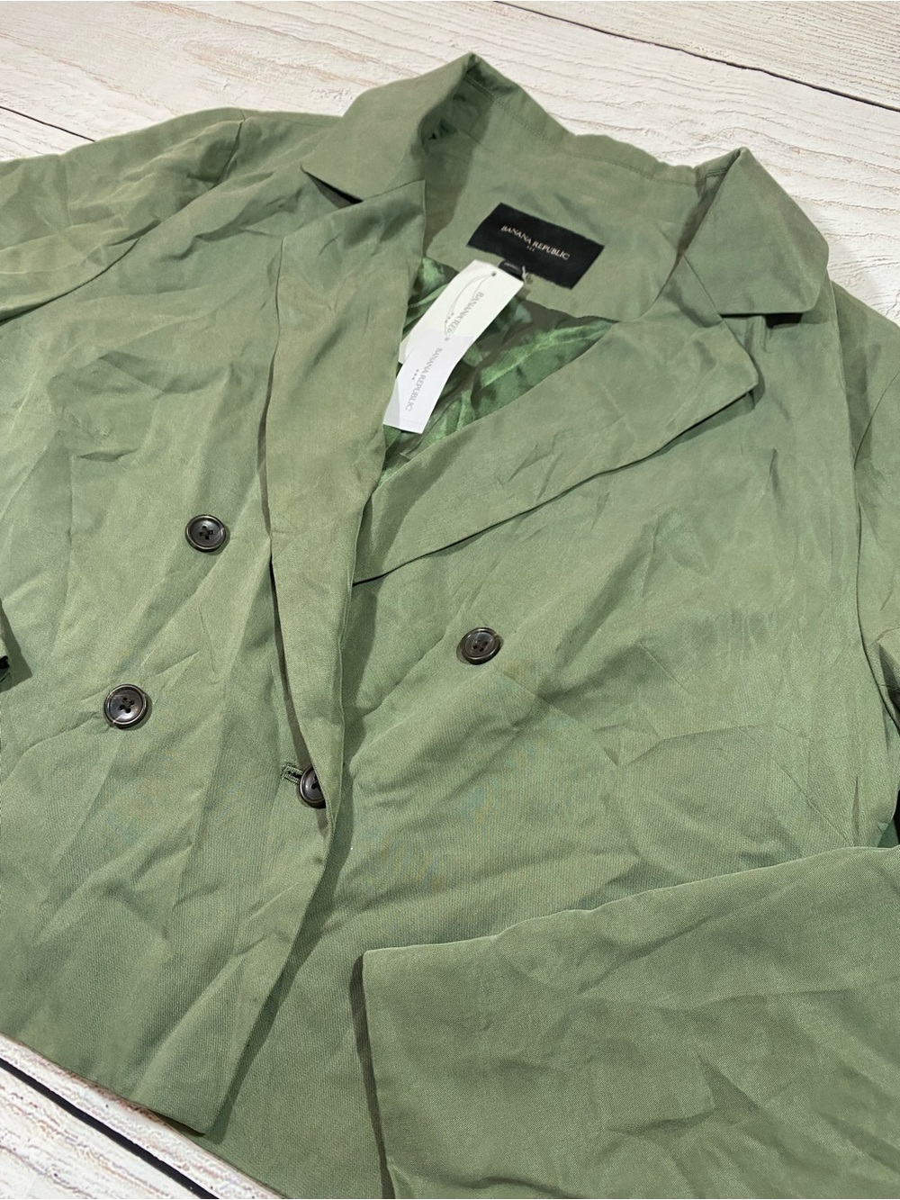Banana Republic NWT Olive Green Double-Breasted Cropped Blazer Flight Jacket 14 - Picture 4 of 16